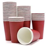 ALLFYL Disposable Paper Cups 10oz Disposable Cups Strong Red Coffee Cups for Hot Drinks 50 Eco Paper Coffee Tea Cups for Party Cafe Work Home or Outdoors