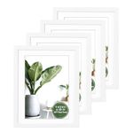 TKYGU 4x6 Picture Frame with mat to 3.5x5 photo Frame Set of 4 - White Textured Exclusive MDF Wood Picture Frames with HD Glass Tabletop and Wall Mounting Horizontal or Vertical Display Photo Frame