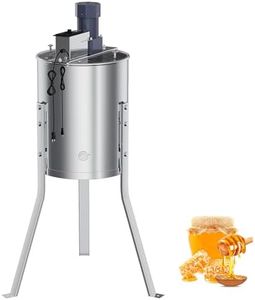 Electric Honey Extractor 4 Frame, Stainless Steel Honeycomb Spinner with Transparent Lid, Beekeeping Apiary Centrifuge Equipment for Honey Extraction, Adjustable Height Stand, Durable & Efficient