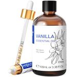 HIQILI 100ML Vanilla Essential Oil, 100% Pure Natural Vanilla Oil with Glass Dropper, Strong Fragrance for Body Lotion-3.38 Fl Oz