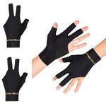 TOPDANCHUANG 2PCS Anti Slip Billiard Glove 3 Fingers Show Gloves Left Hand Snooker Glove Billiard Accessories Fits on Left Hand for Men Women 2