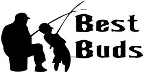 Fishing Grandad and Grandson Best Buds Measures 6 x 3 Inches Car Van Motorcyle Sticker Free P&P