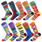 Men's Fun Dress Socks, Colorful Funky Socks for Men, Fancy Novelty Funny Patterned Casual Combed Cotton Office Socks,Mid Calf Cool Crazy Socks Unique & Striking Design