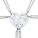 FindChic Best Friend Necklace Set for 6 Besties Puzzle Matching Custom Name Heart Pendant Stainless Steel BFF Necklace Gifts for Teen Girls/Boys Friendship Necklaces Customizable