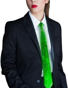 Led Light up Neck Tie, Battery Operated Glow Necktie, Rechargeable Luminous Novelty Flash Costume for Halloween Festival Party (white)