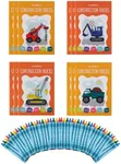 THE TWIDDLERS - 12 Colouring Activity Books for Kids with Crayons, A5 Size - Truck Designs to Colour In, 48 Crayon & 12 Sticker Sheets for Children Travel Set, Party Favours Bag Fillers, Ages 4-8