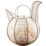 Kesha Spree® Farmhouse Style Gold Metal Wire Chicken Design Egg Basket | Hen shape Egg Basket | Decorative Kitchen Storage Baskets