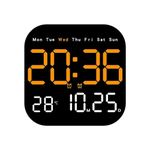 Zebroc Large Display Digital Wall/Desk Clock, LED Clock with Date and Temperature, Auto Dimming, Day of Week, with Remote Control, Hanging and Standing Dual-Purpose Clock(USB Power Supply)