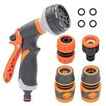 Pelle & Sol Hose Pipe Spray Gun Kit with 8 Adjustable Modes High-Pressure Nozzle & Hose Connector Fittings | Non-Slip Garden Hose Set & Garden Tools |Shower Hose Set for Watering Plants, Car Cleaning