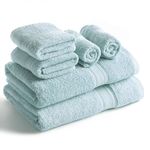 SweetNeedle 6 Piece Towel Set - 2 Bath Towels, 2 Hand Towels and 2 Washcloths Cotton Daily Use Hotel Spa Quality Soft Highly Absorbent Quick Dry Light Weight (Light Blue)