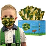 Laff Masks Kids Disposable Face Masks | Ages 4-12 | 50 Pack | Dino Camo