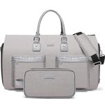 House of Quirk Convertible Garment Duffel Bag with Toiletry Bag – 2-in-1 Carry-On Hanging Suit Travel Bag for Men & Women (Grey)