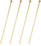 4Pcs Stainless Steel Stirrers Stir Cocktail Drink Swizzle Stick, 7.5'' Beverage Stirrers Metal with Small Rectangular Paddles, Reusable Stir Sticks for Coffee Bar Chocolate Milk (Gold)