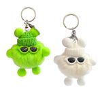 wopin 2Pcs Stuffed Monster Doll Keyring, Cute Knitted Keyring Pendant, Holiday Good Luck Gift Hanging Student Bag Handbag Car Monster Keychain