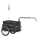 HOMCOM Bike Trailer, Bicycle Cargo Trailer Wagon Cart with 65L Foldable Storage Box, Pneumatic Tyres and Safe Reflectors, Max Load 40KG, Black