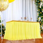 Yellow Tulle Table Skirt Tutu Table Skirt for Rectangle Table Fairy Princess Baby Shower Girl Birthday Party Decor 9ft