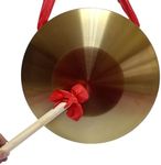 LOONELO Gong Instrument with 16.4 inch(42cm),Chinese Traditional Percussion Instrument Brass Gong with Wooden Mallet and Red Hanging Ribbon for Home Office Celebration