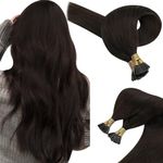 Sunny 14inch-24inch Human Hair Clip in Hair Rxtensions Dark Brown Roots Fading to Blonde Highlighted Balayage Clip in Extensions Full Head 120g 7pcs 16 Inch # black to dark brown