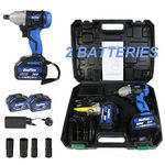 Electric Wrench Cordless 1/2 inch Drive with 14/17/19/22mm Socket Set, 2x 6.0Ah Battery Rechargeable, 420Nm High Torque Powerful Lug Nut Removal Roadside Emergency