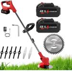 Jet Roy 3 in 1 Cordless Grass Trimmer & Brush Cutter with 2 PCS Battery and 3 Types Sharp Blades Telescopic Electric Lawn Mower Eater Cutting Machine for Gardening Lawn Garden Pruning