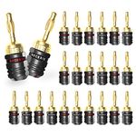 ROCKRIX Banana Plugs for Speaker Wire, 24K Gold Plated Safety Speaker connectors 12 Pairs / 24 pcs