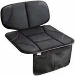 Siivton Kids Booster Seat Protector Mat, Thick, Anti-Slip, Waterproof, with Mesh Pockets for Toys & Snacks, Fits Most Cars, Black - 2 Pack