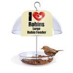 Jacobi Jayne® I Love Robins® Pearl Feeder™ - Attracts Small Garden Birds. HangIng Bird seed Feeder Perfect For Seed Mixes And Mealworms. (Large)