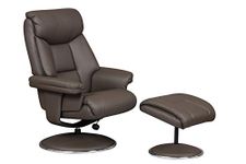 GFA Biarritz Plush Swivel Recliner Chair & Matching Footstool In Charcoal/Chrome