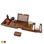 XcE Bathtub Caddy Tray (Brown)- Bamboo Wood Bath Tray and Bath Caddy for a Home Spa Experience