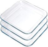 FOYO Toast Plates, Clear Square Tempered Glass Salad Dessert Plates 7 Inch, Set of 3