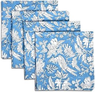Cotton Print Club Napkin 100% Cotton Block Print Cotton Dinner Napkins Set of 6 | 18x18 Inches | Blue Sapphire