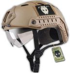 ATAIRSOFT PJ Type Tactical Multifunctional Fast Helmet with Visor Goggles Version DE