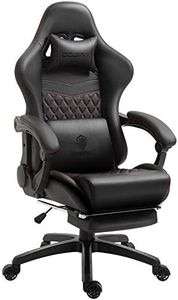 Dowinx Gaming Chair for Adults, Ergonomic Gaming Chair with Footrest, Massage Gamer Chair with Pocket Spring Cushion, Computer Chair PU Leather Black
