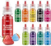 Oil Based Food Colouring - 6ml x 10 Colours Concentrated Food Coloring Set, Food Dye for Buttercream, Chocolate, Candy, Icing, Batters, Doughnuts, Baked Cake Decoration