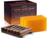 VALITIC Kojic Acid Soap for Hyperpigmentation - with Glutathione, Collagen & Vitamin C - Natural Soap Bars with Turmeric - Original Japanese Complex for Dark Spot Correction - 2 Pack + Holder