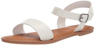 Amazon Essentials Women's Two Strap Buckle Sandal, White, 13 Wide