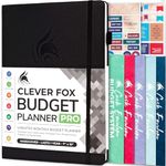 Clever Fox Budget Planner PRO - Financial Organizer + Cash Envelopes. Monthly Finance Journal, Expense Tracker & Personal Account Book, Undated, 18 x 25.5cm - Black