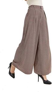 Tronjori Women High Waist Casual Wide Leg Long Palazzo Pants Trousers Regular Size(S, Multi Check)