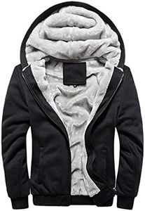 Flygo Men's Winter Sherpa Lined Hoodie Jacket Thermal Full Zip Hooded Fleece Sweatshirt (Black, Large)