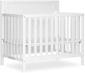 Dream On Me Bellport 4 in 1 Convertible Mini/Portable Crib In White, Non-Toxic Finish, Made of Sustainable New Zealand Pinewood, With 3 Mattress Height Settings