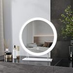 Heilmetz Vanity Mirror with Led Lights, Hollywood Vanity Mirror Lighted Makeup Mirror with Touch Control, 3 Light Modes, Hollywood Round Mirror 40 cm White Tabletop Mirror, for Women