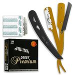 Equinox Professional Straight Edge Razor with 100 Single Derby Straight Razor Blades-Barber Straight Razor-Close Shaving Men's Manual Shaver-Disposable Straight Razor Blades-Straight Razor Kit