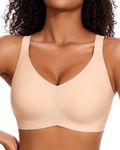 Gailife Womens Seamless Full Coverage Bra for Women Wireless Bras Push Up Bras with Soft Support Regular and Plus Size-Beige-L