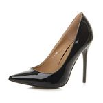 Ajvani Womens Ladies high Heel Pointed Court Smart Party Work Shoes Pumps Size 5 38, Black Patent, 5 UK