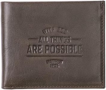 Christian Art Gifts Genuine Full Grain Leather RFID Blocking Scripture Wallets for Men, Bifold & Trifold Designs, Many Slots for Credit Cards, ID, Cash, Photos, Emblems or Debossed, Multiple Colors,