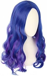 Topcosplay Kids wig for Girls Blue and Purple Wig Halloween Costume Cosplay Wig Long Wavy