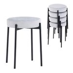 COSTWAY Set of 4 Stacking Stools, Upholstered Kitchen Bar Stools with Sponge Padded Cushion, Metal Legs & Anti-slip Foot Pads, Dining Stools Set for Home Kitchen Island Cafe (Light Grey)