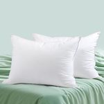 LUXTROUS 2 Pack Goose Feather Pillows - Goose Down Pillow with Downproof Dual Layer Cover, 100% Cotton Shell Luxury Pillows - Soft Quality Feather Pillows 85% Goose Feather 15% Goose Down Pillows