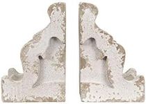 Creative Co-Op Distressed White Corbel Shaped Bookends (Set of 2 Pieces)