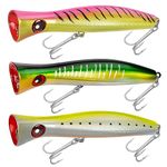 THKFISH Topwater Fishing Lures GT Popper Lures Saltwater Popper Lures Floating Fishing Lures Tuna Popper Lures with 3X Strong Hook Surf Fishing Green-Pink2-Yellow 3pcs